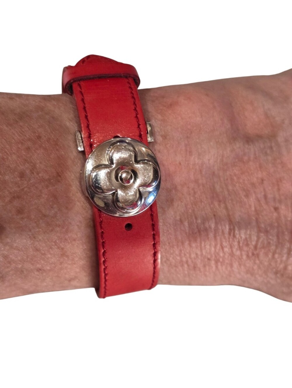 Louis Vuitton Wish Good Luck Red Silver Adjustable Leather Bracelet - Picture 9 of 14